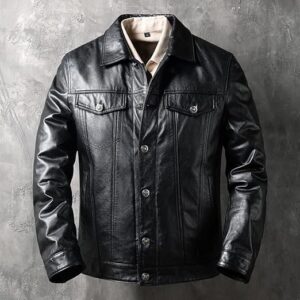 a rugged, genuine cowhide leather jacket built for character