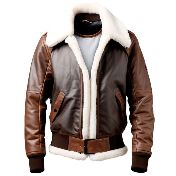 mens wenge brown and white aviator leather jacket front gigapixel art height 2000px 600x600