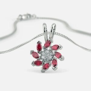 Artificial Jewellery ruby flower pendant necklace