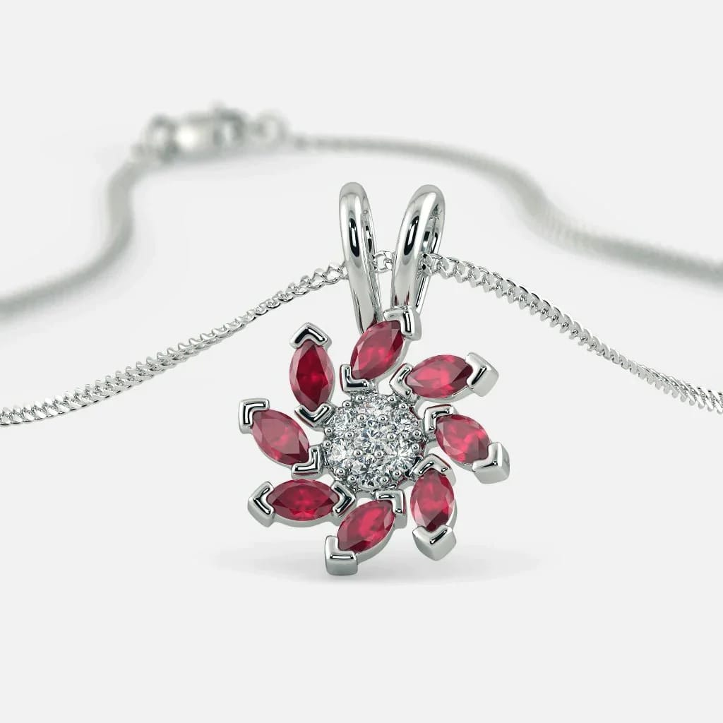 ruby flower pendant necklace ruby flower pendant necklace