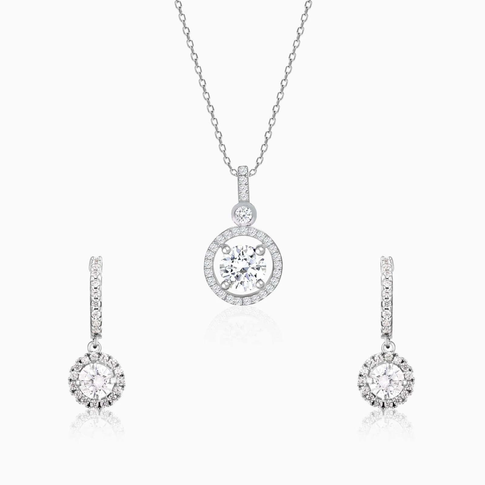 round diamond pendant necklace & earring set round diamond pendant necklace & earring set