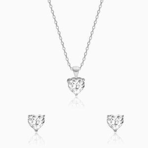 heart diamond necklace & earrings set