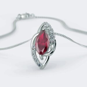 Artificial Jewellery ruby & zirconia marquis necklace