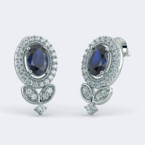 diamond & oval sapphire earrings