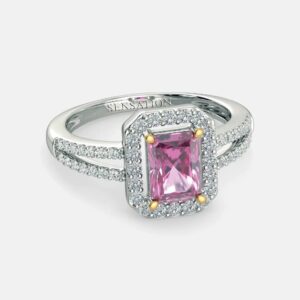 Artificial Jewellery pink sapphire halo ring