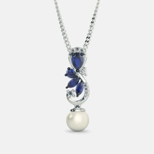 sapphire & pearl pendant necklace