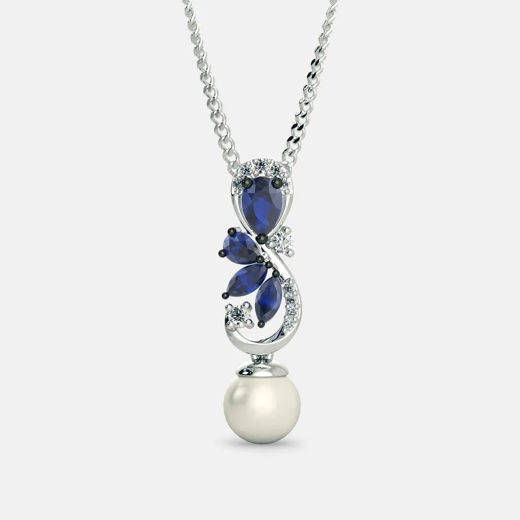 sapphire & pearl pendant necklace sapphire & pearl pendant necklace