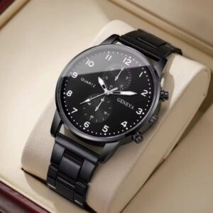 men’s business quartz wrist watch – black