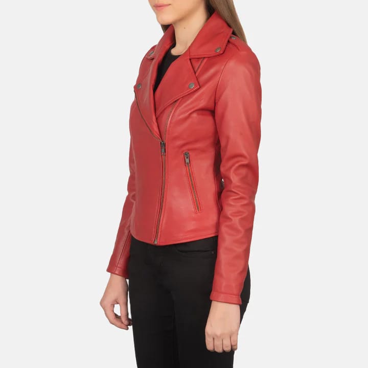 Sheepskin Red Leather Jacket - Image 2
