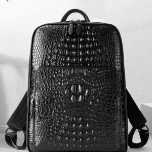 Luxury Genuine Leather Men’s Backpack – Crocodile Pattern