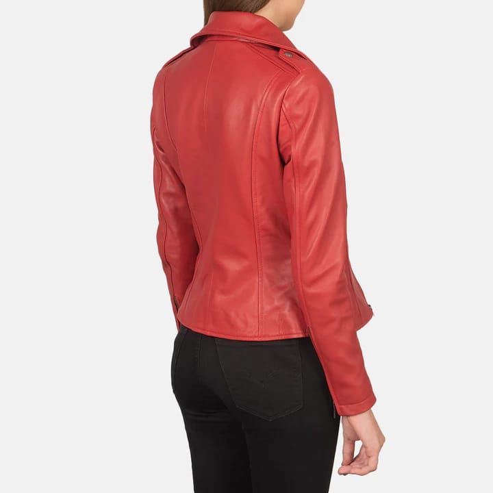Sheepskin Red Leather Jacket - Image 3