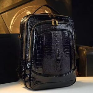 Luxury Shiny Crocodile-Pattern Backpack – Men & Women