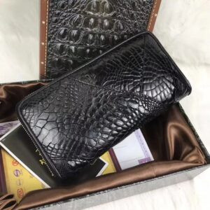 Exotic Genuine Alligator Paw Skin Men’s Black Long Wallet