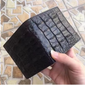 Authentic Exotic Alligator Leather Men’s Short Wallet – Black